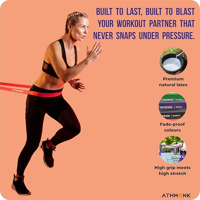 Athmonk Resistance Bands for Workout - Power Loop Exercise Band - Stretch Bands for Workout - Pull Up Band